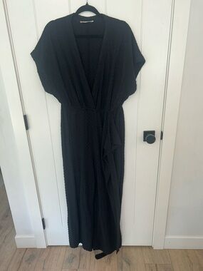 FP beach Women's Black Wrap Jumpsuit with Tie Waist